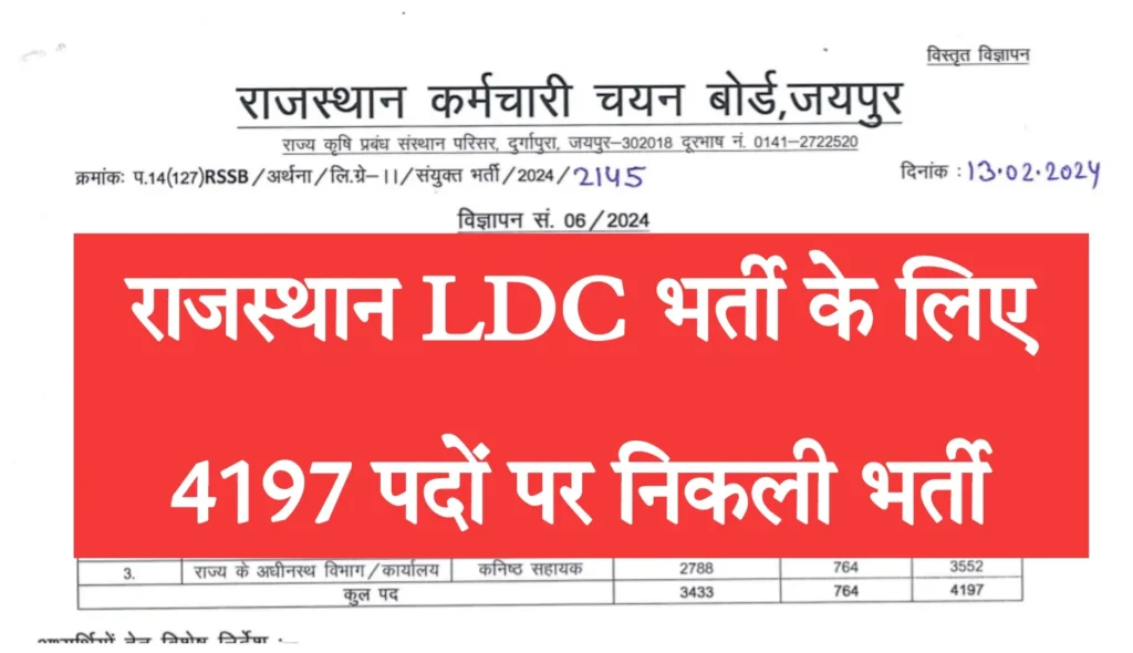 Rajasthan LDC Recruitment 2024