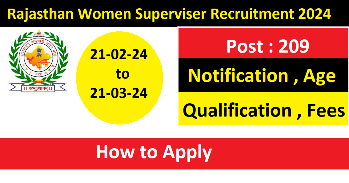 Rajasthan Female Supervisor Recruitment 2024